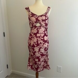 Adore Me Josephina Red Slip Sz Medium Feminine Ruching Floral